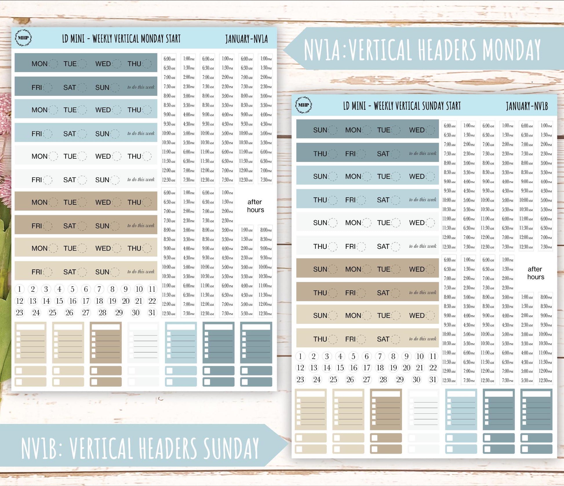 JANUARY Neutral Color Stickers for MINI Laurel Denise Planners || JAN