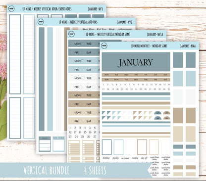 JANUARY Neutral Color Stickers for MINI Laurel Denise Planners || JAN