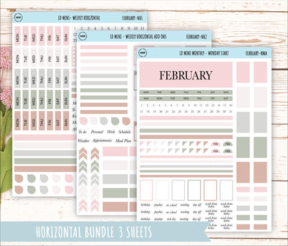 FEBRARY Neutral Color Stickers for MINI Laurel Denise Planners || NFEB