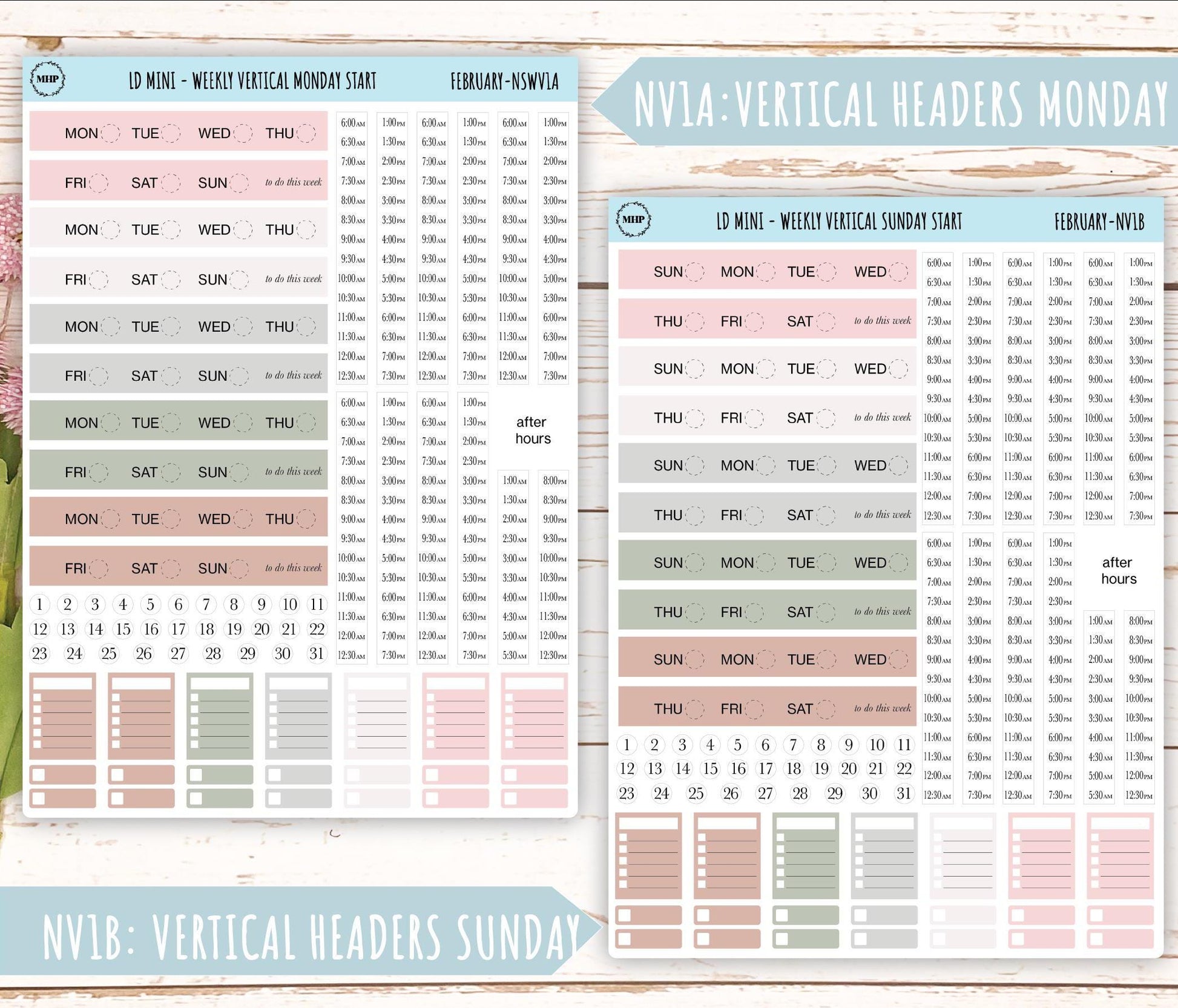 FEBRARY Neutral Color Stickers for MINI Laurel Denise Planners || NFEB