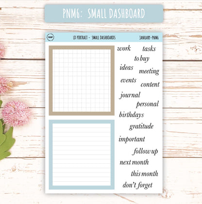 JANUARY Stickers for Laurel Denise Portrait Planners. Neutral Color || PN-JAN