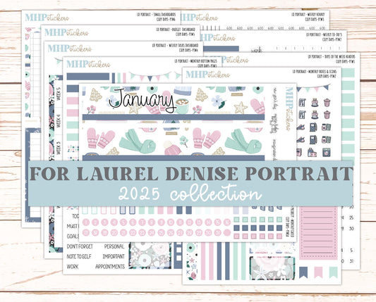 JANUARY 2025 Stickers for Laurel Denise Portrait Planners. "Cozy Days" || PTCD