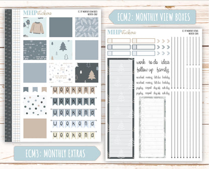 JANUARY 2025 Monthly Kit Stickers for 7x9 Erin Condren Planners. "Winter" || ECMW