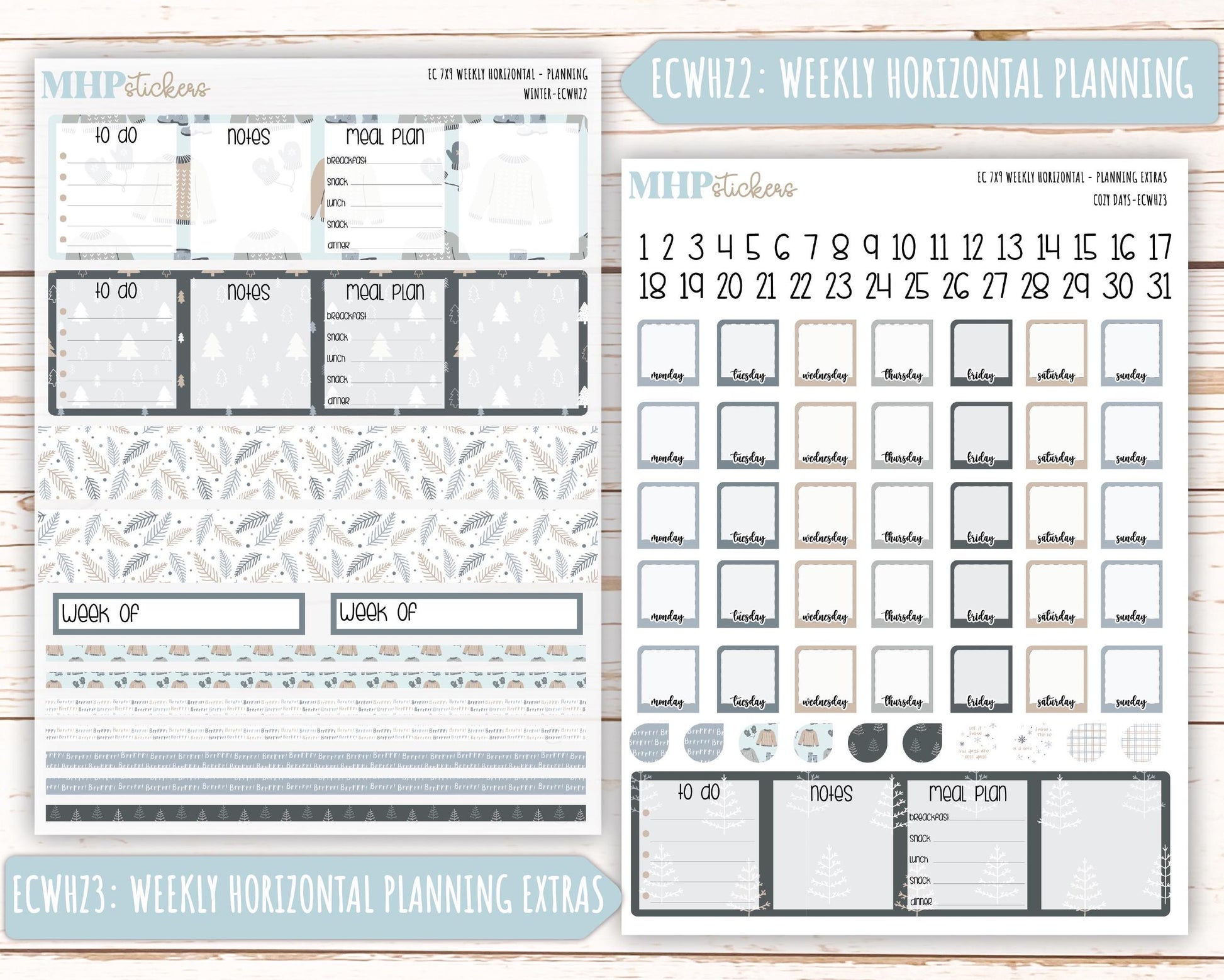 JANUARY Weekly Planning Kits for 7x9 Erin Condren Planners. "Winter" || ECWW