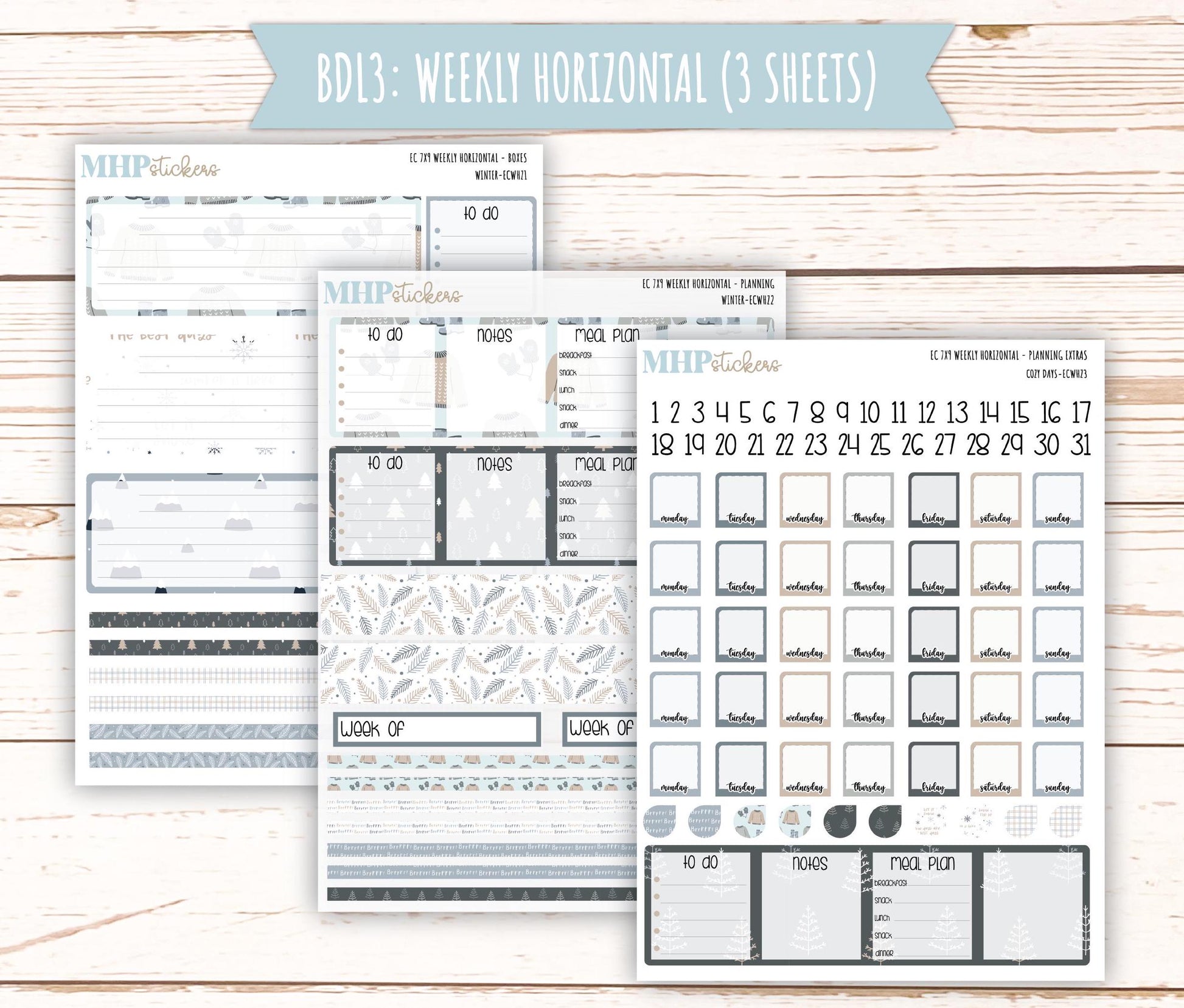 JANUARY Weekly Planning Kits for 7x9 Erin Condren Planners. "Winter" || ECWW