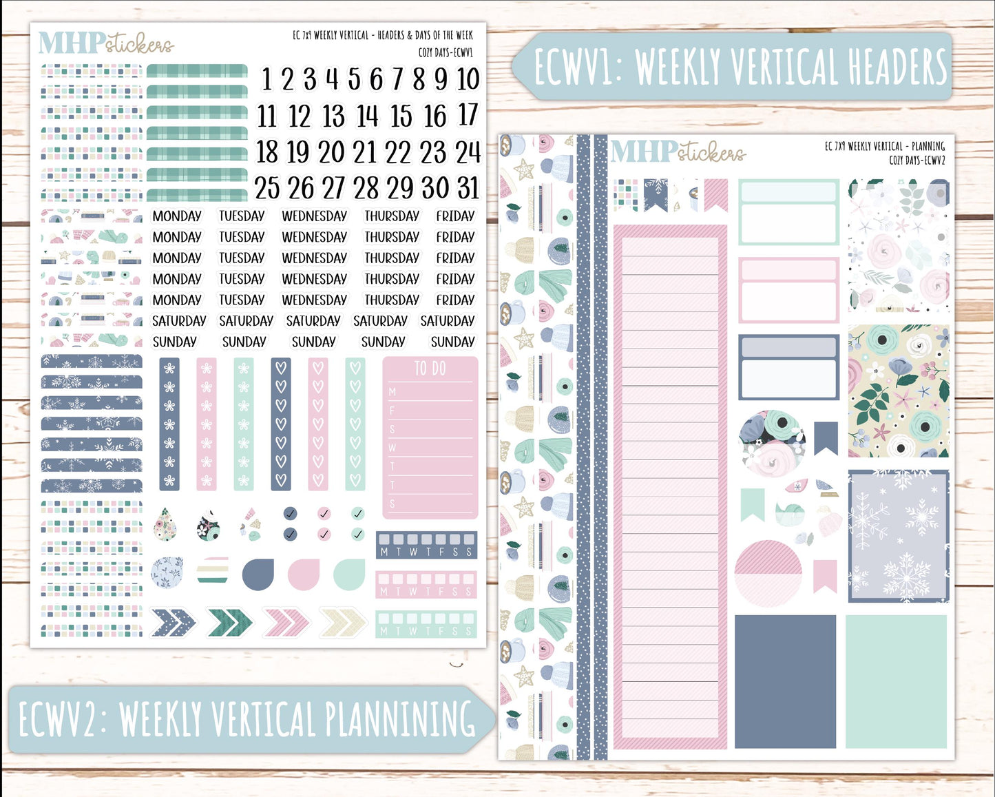 JANUARY Weekly Planning Kits for 7x9 Erin Condren Planners. "Cozy Days" || ECWCD