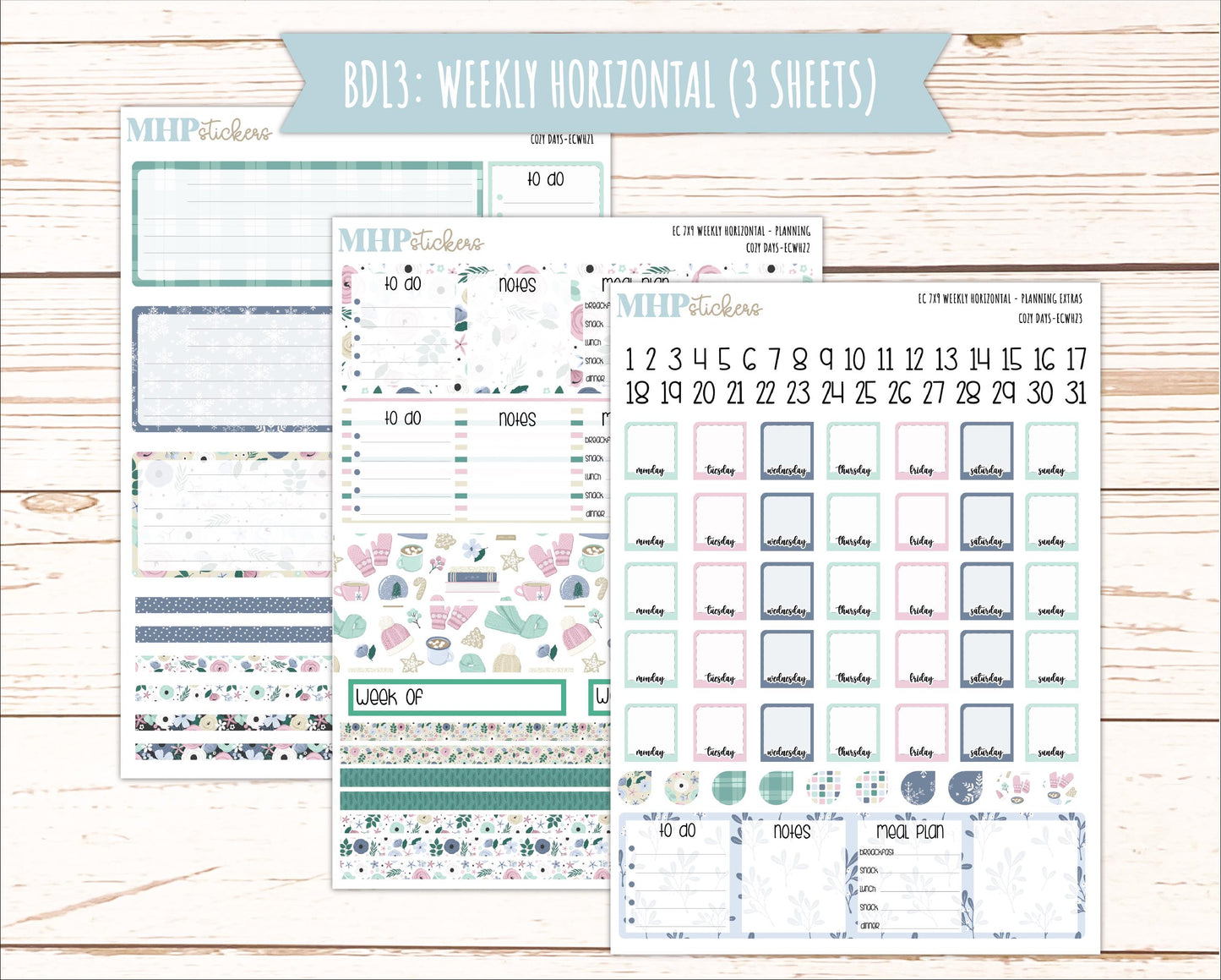 JANUARY Weekly Planning Kits for 7x9 Erin Condren Planners. "Cozy Days" || ECWCD