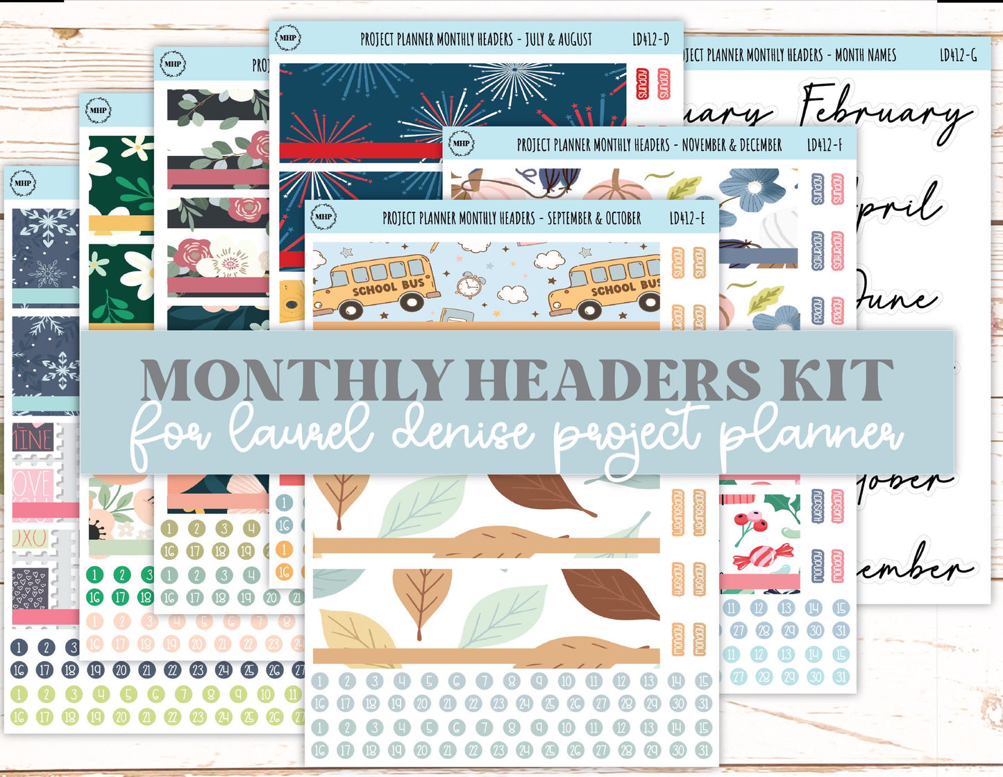 Monthly Headers Set for Laurel Denise Project Planner || LD412