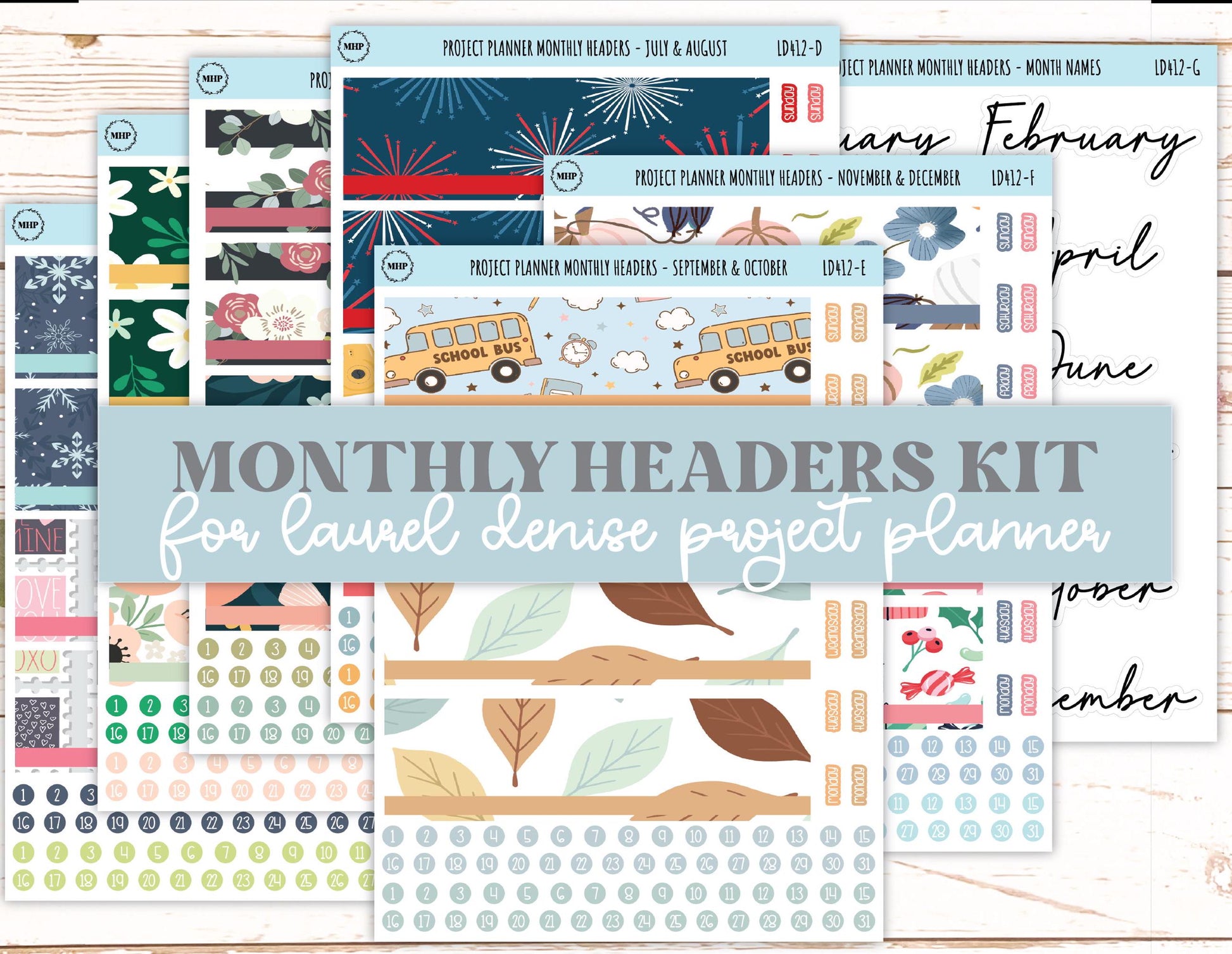 Monthly Headers Set for Laurel Denise Project Planner || LD412