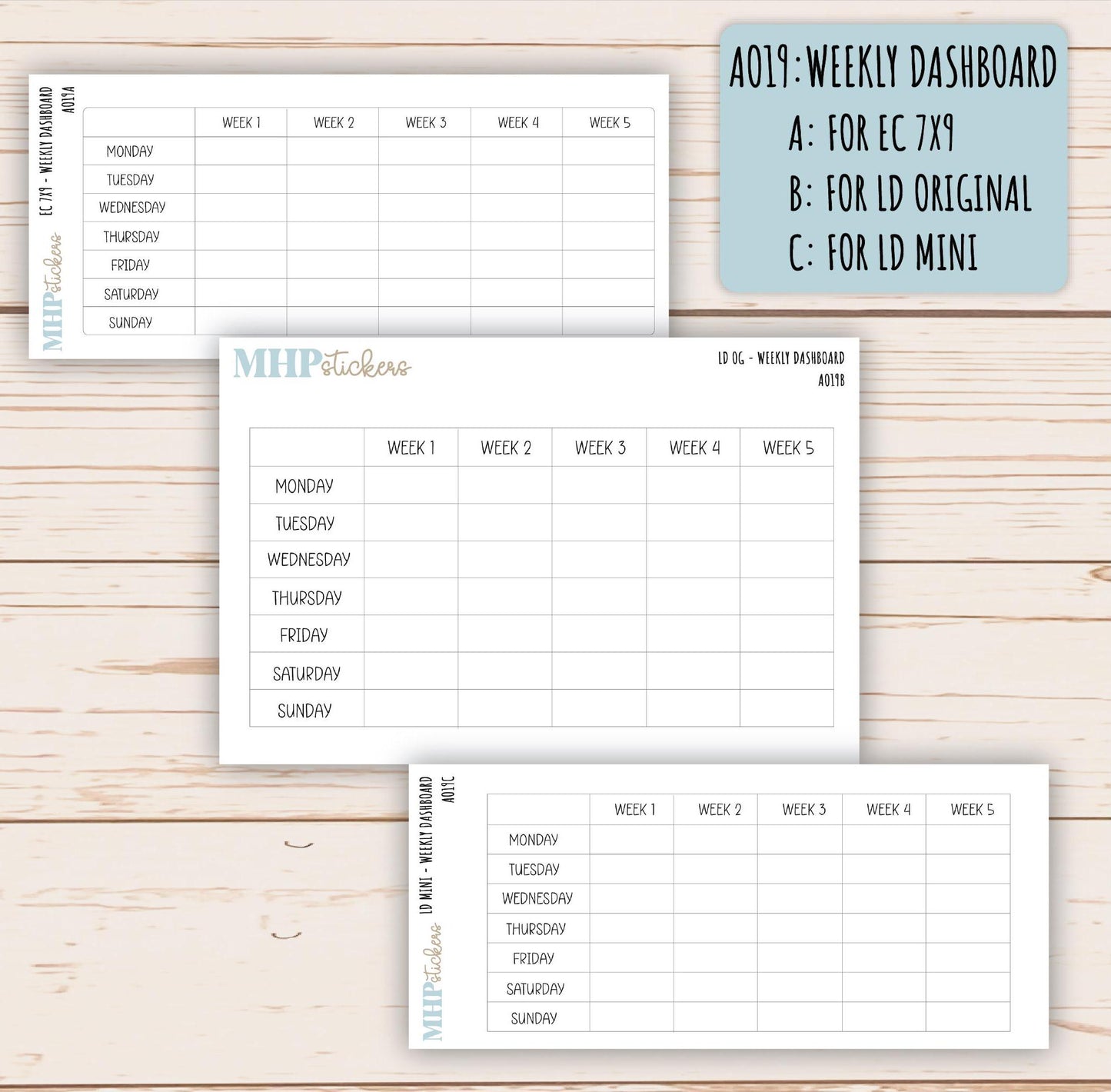 Dashboards for Laurel Denise and Erin Condren Planners || AO-DB