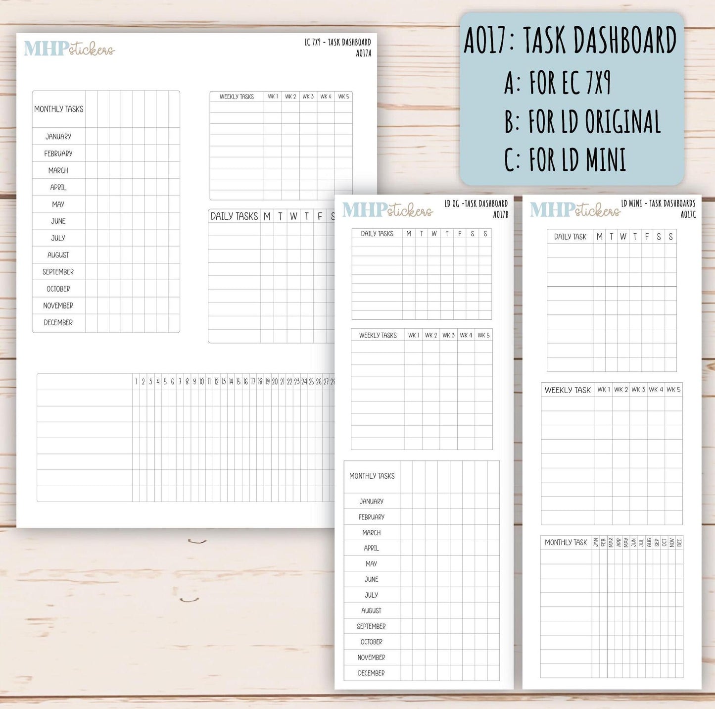 Dashboards for Laurel Denise and Erin Condren Planners || AO-DB