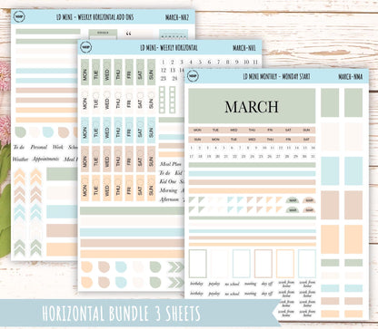 MARCH Neutral Color Stickers for MINI Laurel Denise Planners || NMAR