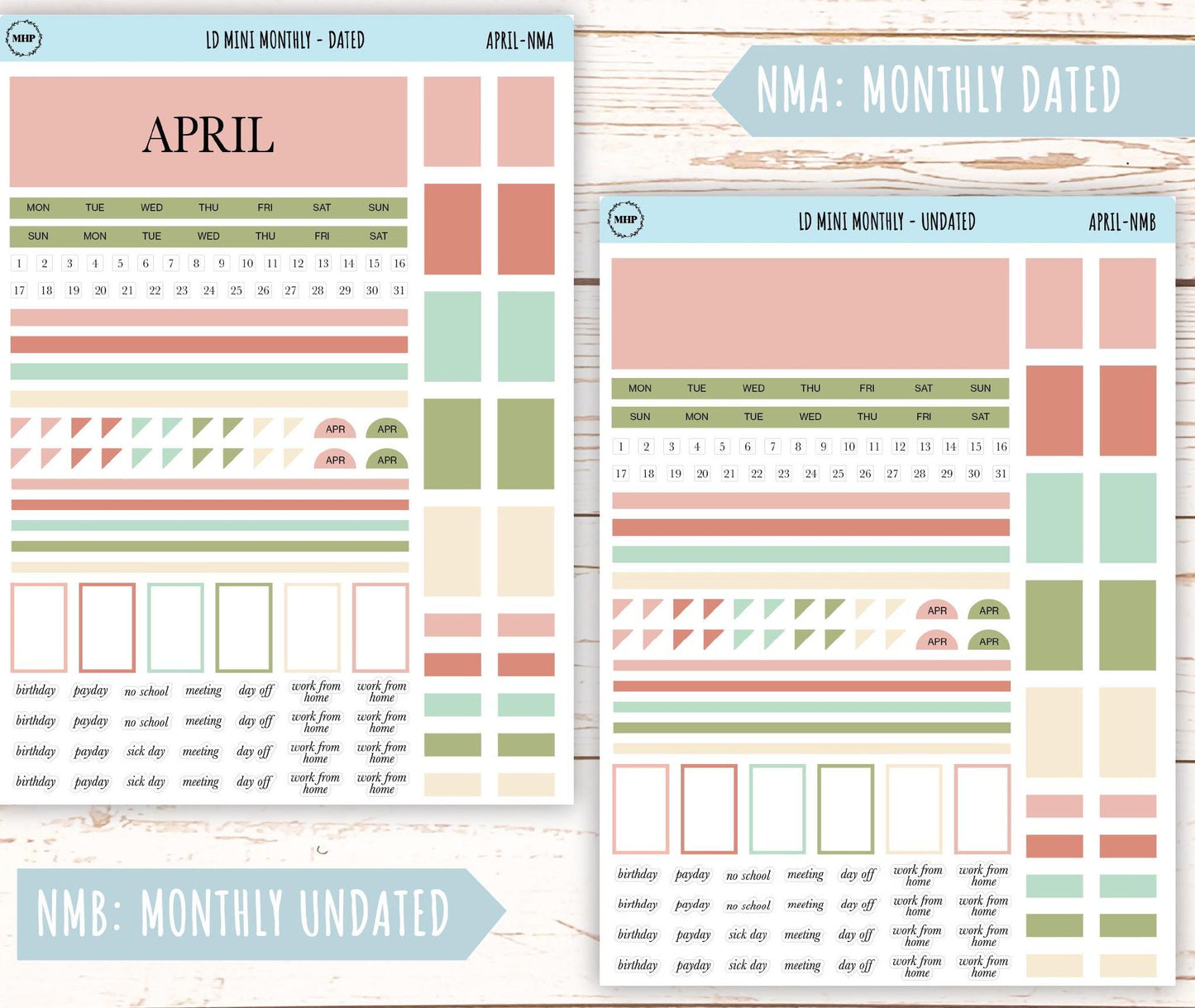 APRIL Neutral Color Stickers for MINI Laurel Denise Planners || NAPR