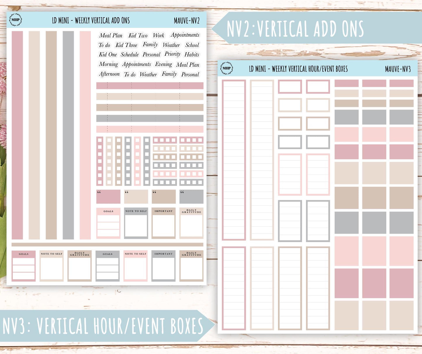 MAY Neutral Color Stickers for MINI Laurel Denise Planners || NMAY