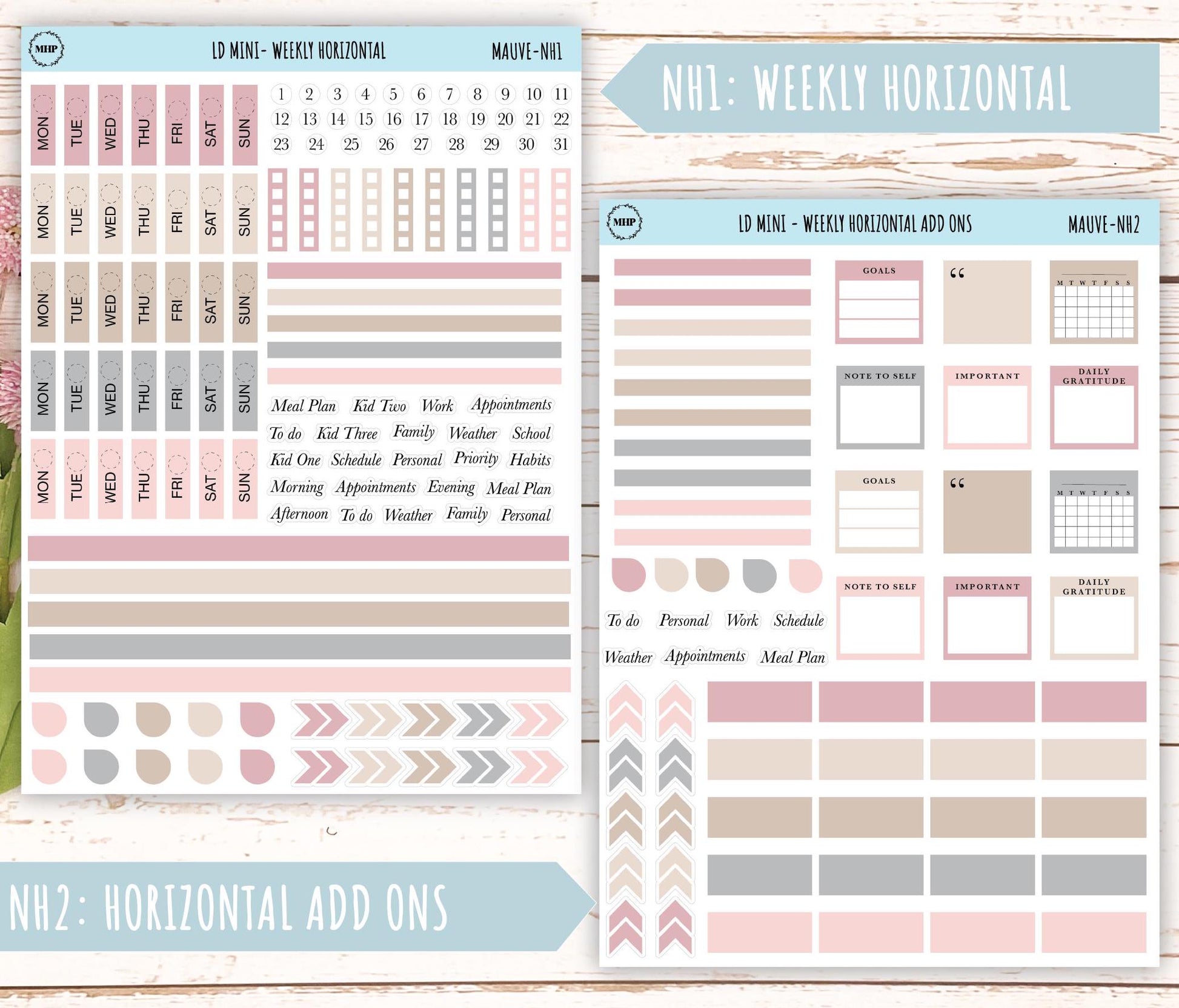 MAY Neutral Color Stickers for MINI Laurel Denise Planners || NMAY