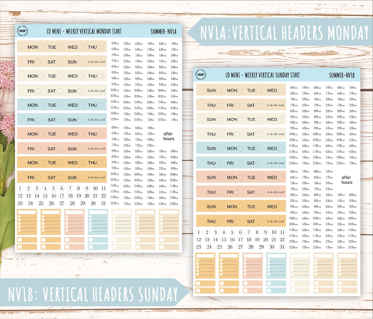 JULY Neutral Color Stickers for MINI Laurel Denise Planners || NJUL