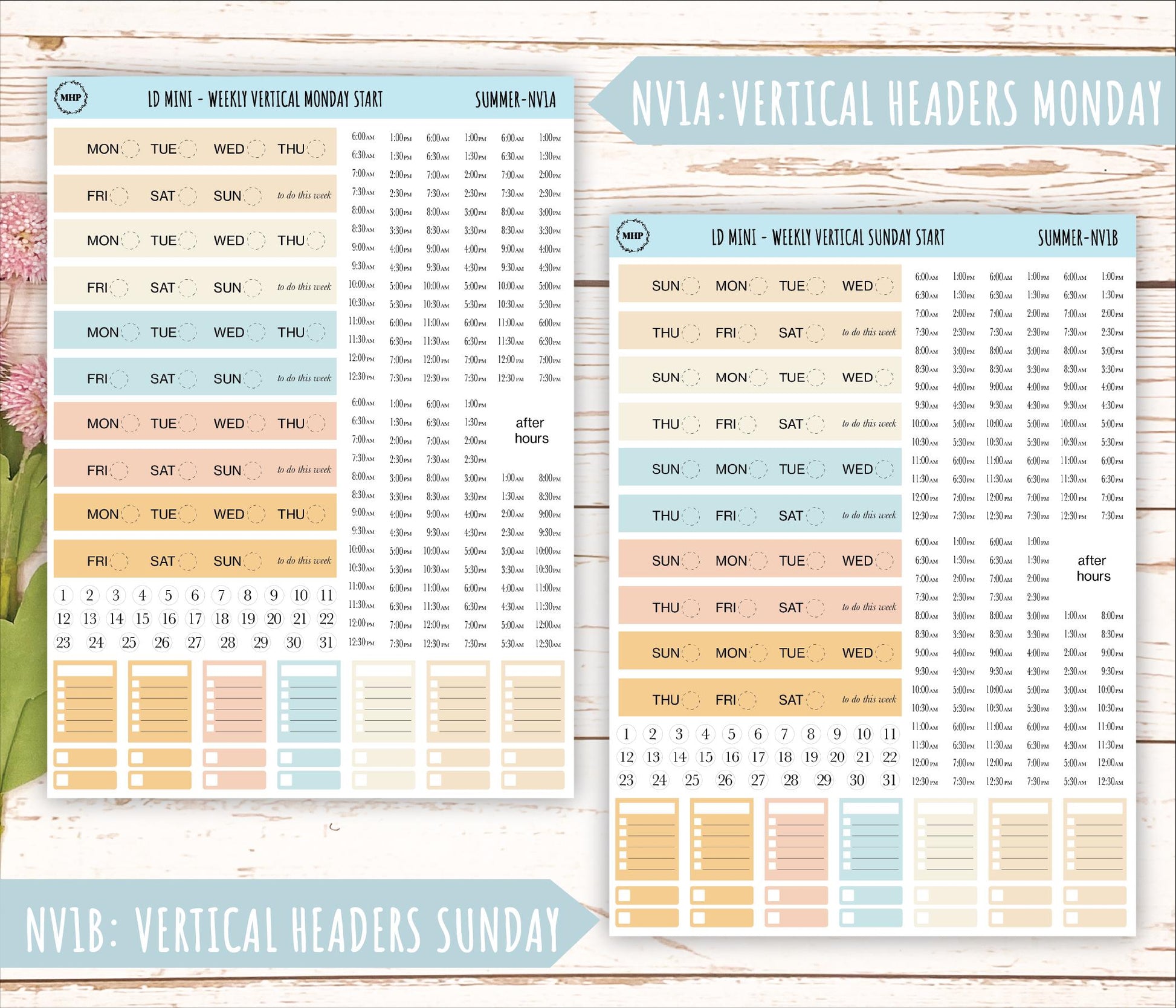 JULY Neutral Color Stickers for MINI Laurel Denise Planners || NJUL