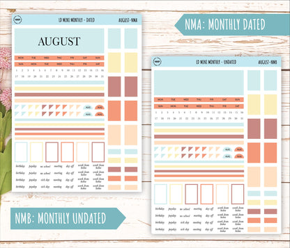 AUGUST Neutral Color Stickers for MINI Laurel Denise Planners || NAUG