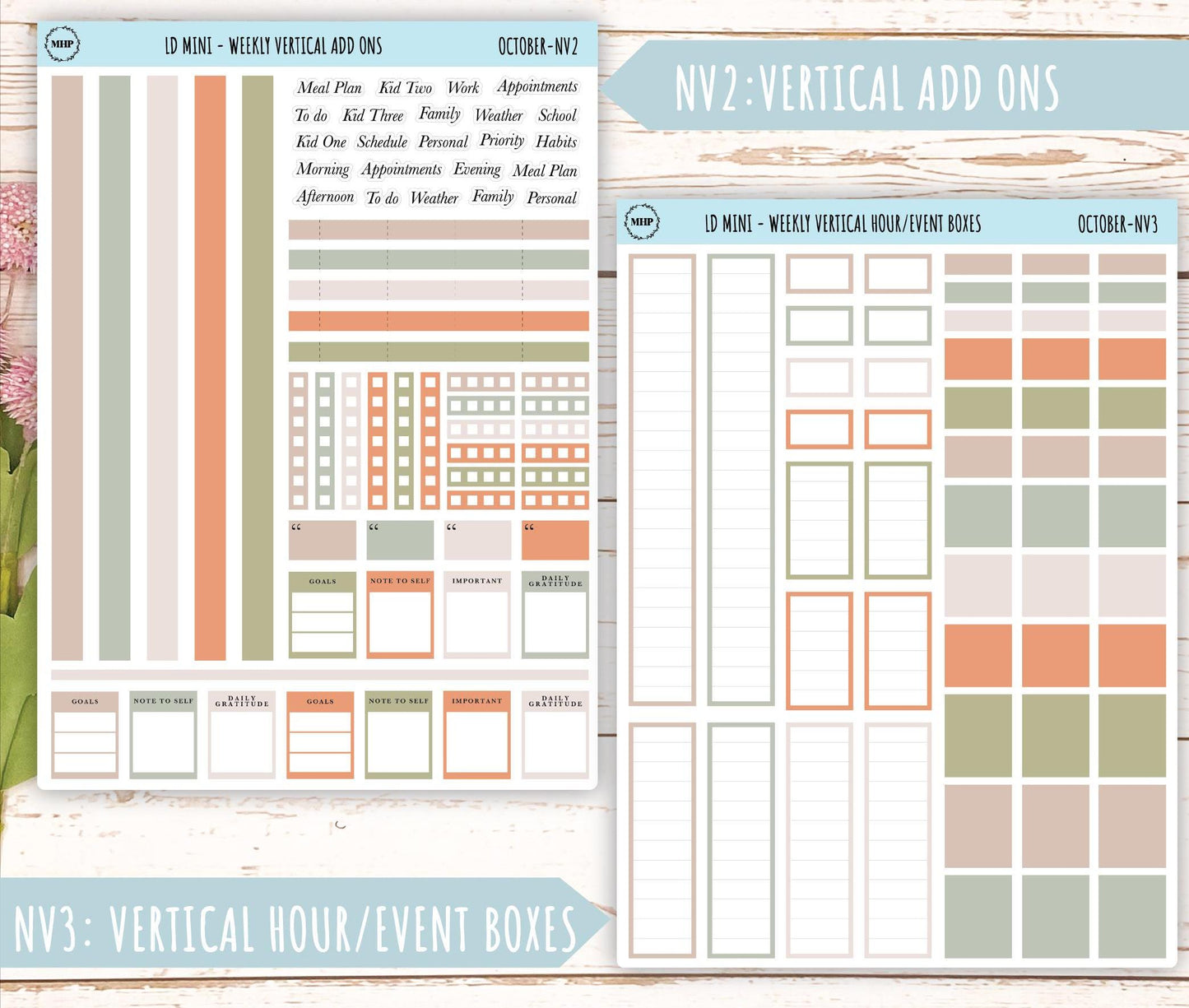 OCTOBER Neutral Color Stickers for MINI Laurel Denise Planners || NOCT