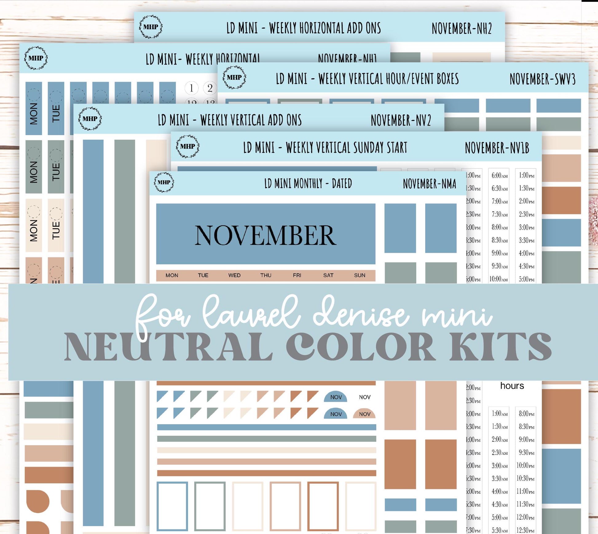 NOVEMBER Neutral Color Stickers for MINI Laurel Denise Planners || NNOV