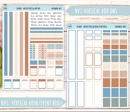 NOVEMBER Neutral Color Stickers for MINI Laurel Denise Planners || NNOV