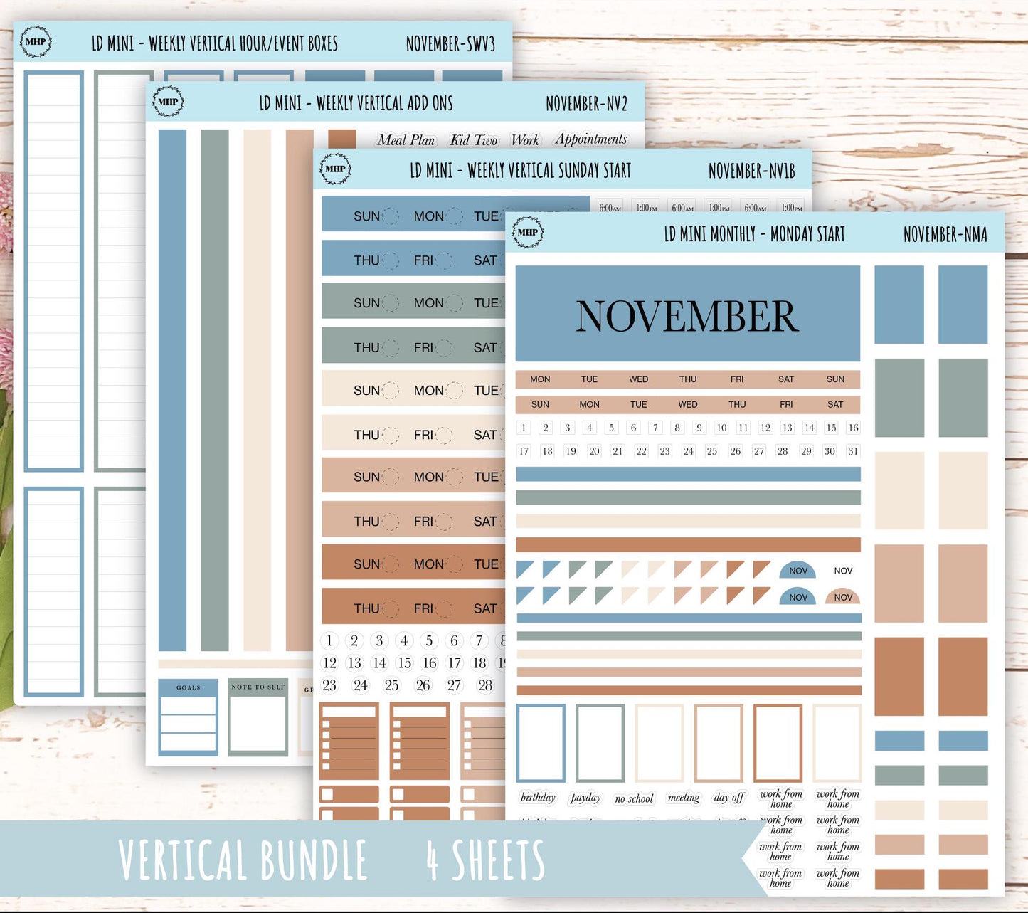 NOVEMBER Neutral Color Stickers for MINI Laurel Denise Planners || NNOV