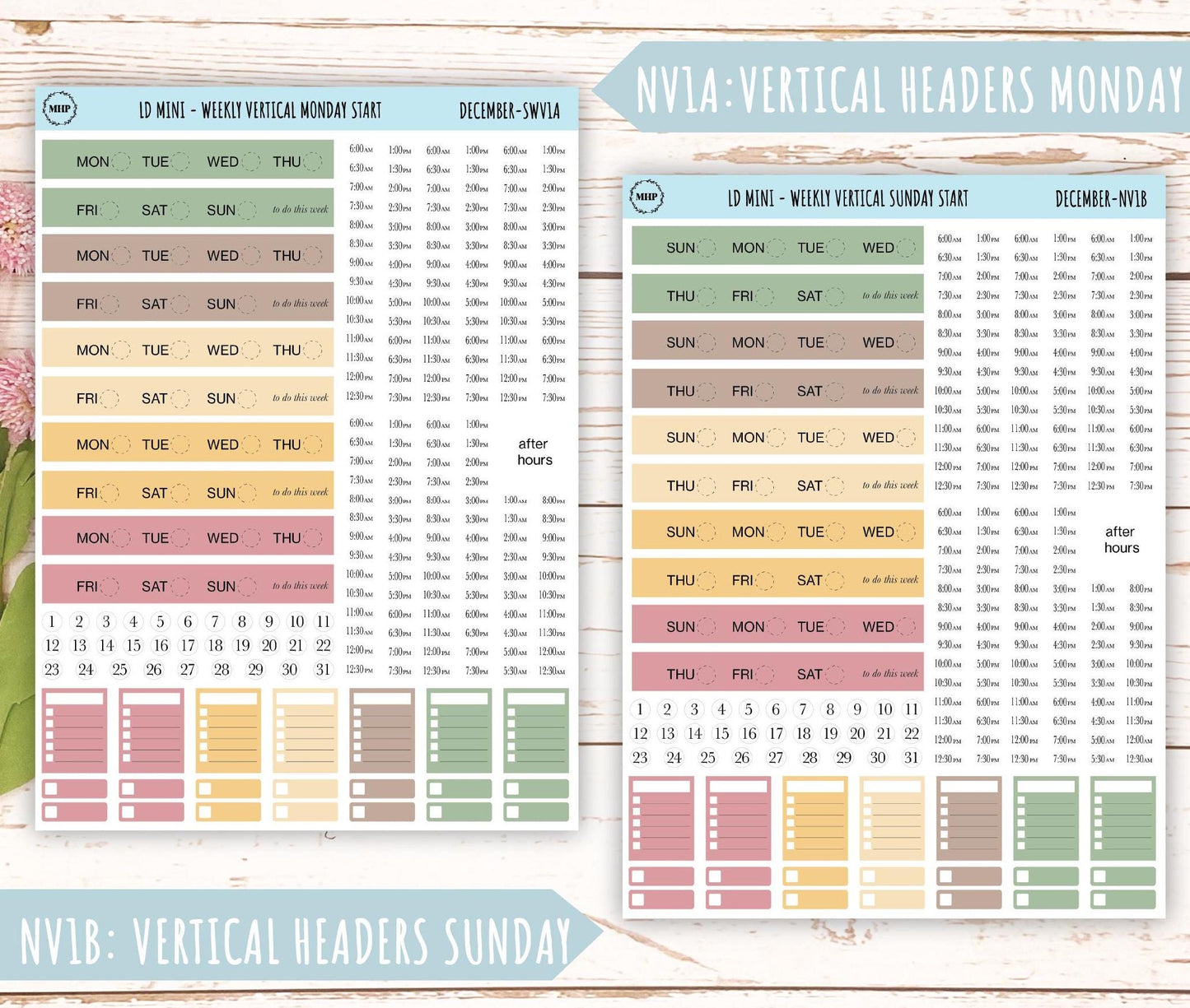 DECEMBER Neutral Color Stickers for MINI Laurel Denise Planners || NDEC