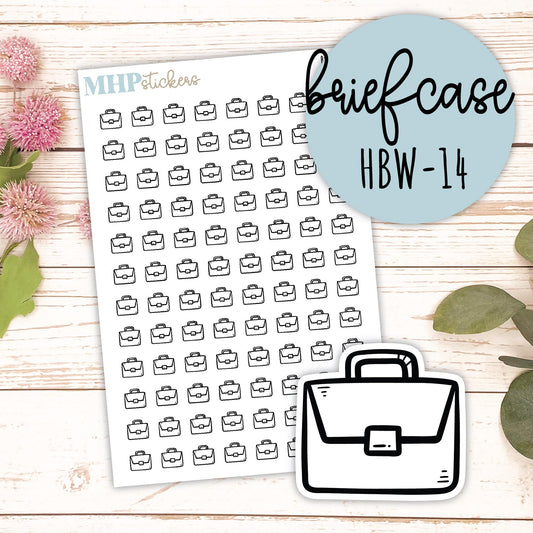 BRIEFCASE - Black & White Icon. Planner Stickers || HBW-14