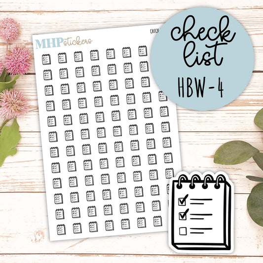 CHECK LIST - Black & White Icon. Planner Stickers || HBW-4