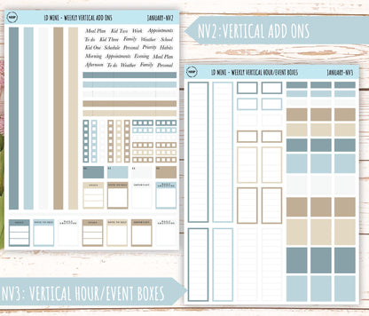 JANUARY Neutral Color Stickers for MINI Laurel Denise Planners || JAN