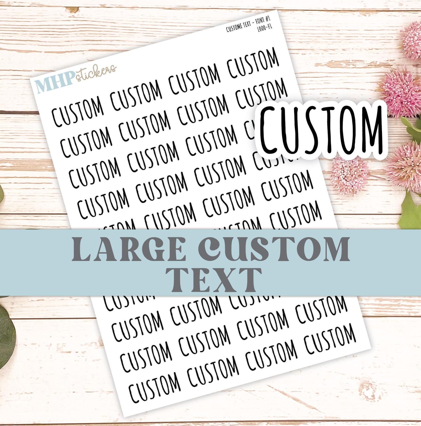 Large Script CUSTOM TEXT Stickers. || L000