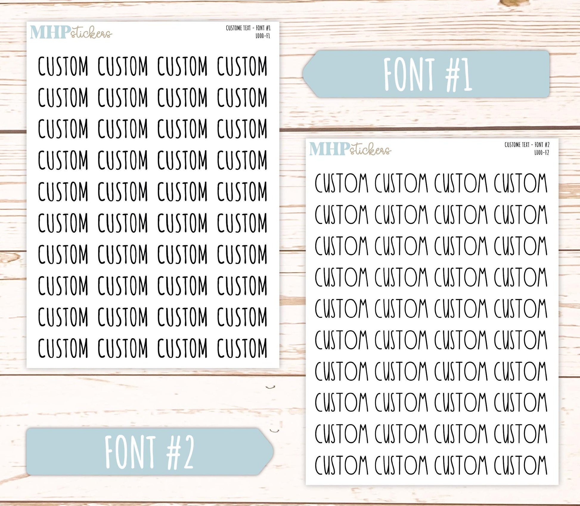 Large Script CUSTOM TEXT Stickers. || L000