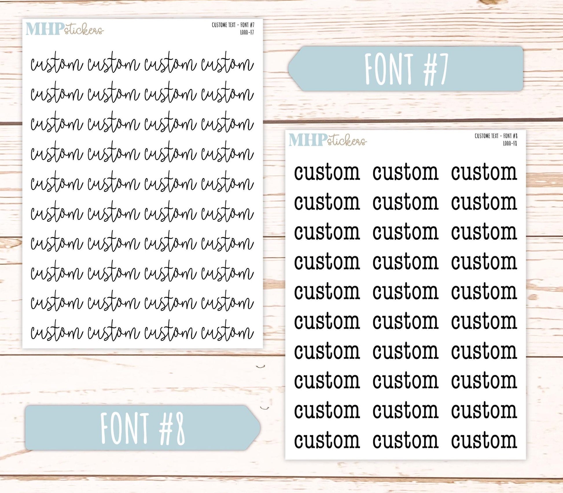 Large Script CUSTOM TEXT Stickers. || L000