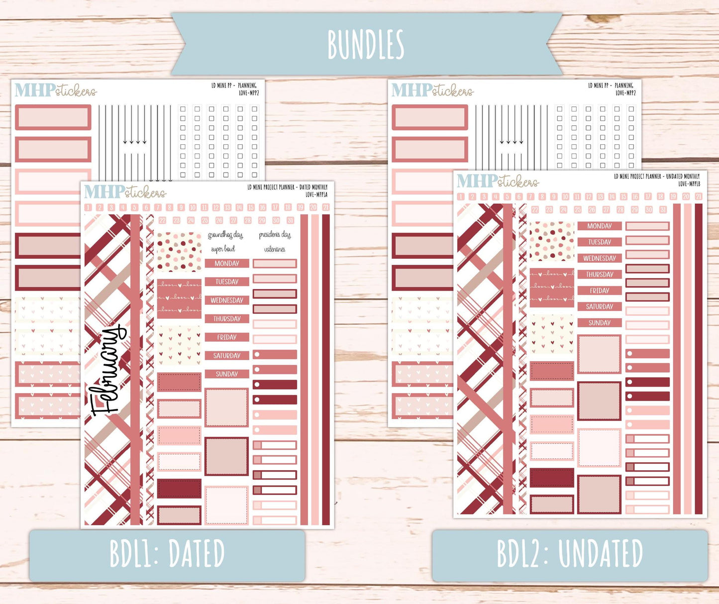 FEBRUARY 2025 Stickers for LD Mini Project Planner "Love" || MPPLV