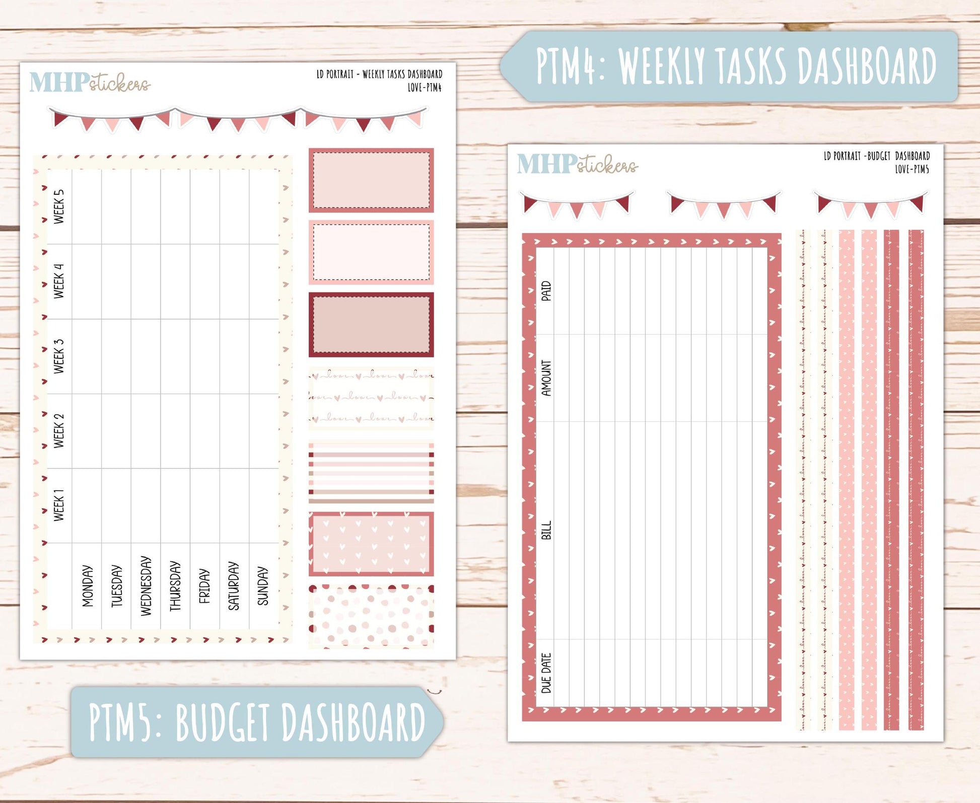 FEBRUARY 2025 Stickers for Laurel Denise Portrait Planners. "Love" || PTLV