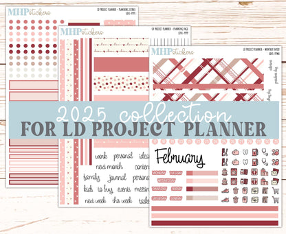 FEBRUARY Stickers for LD Project Planner "Love" || PPLV