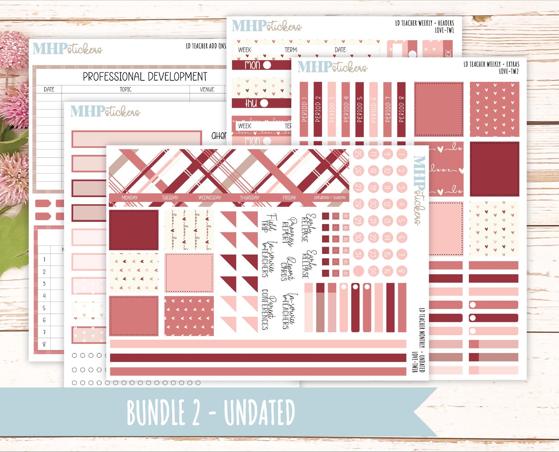 FEBRUARY Stickers for Laurel Denise Teacher Planners. "LOVE" || TLV