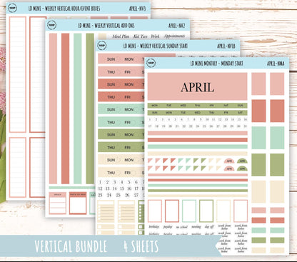 APRIL Neutral Color Stickers for MINI Laurel Denise Planners || NAPR