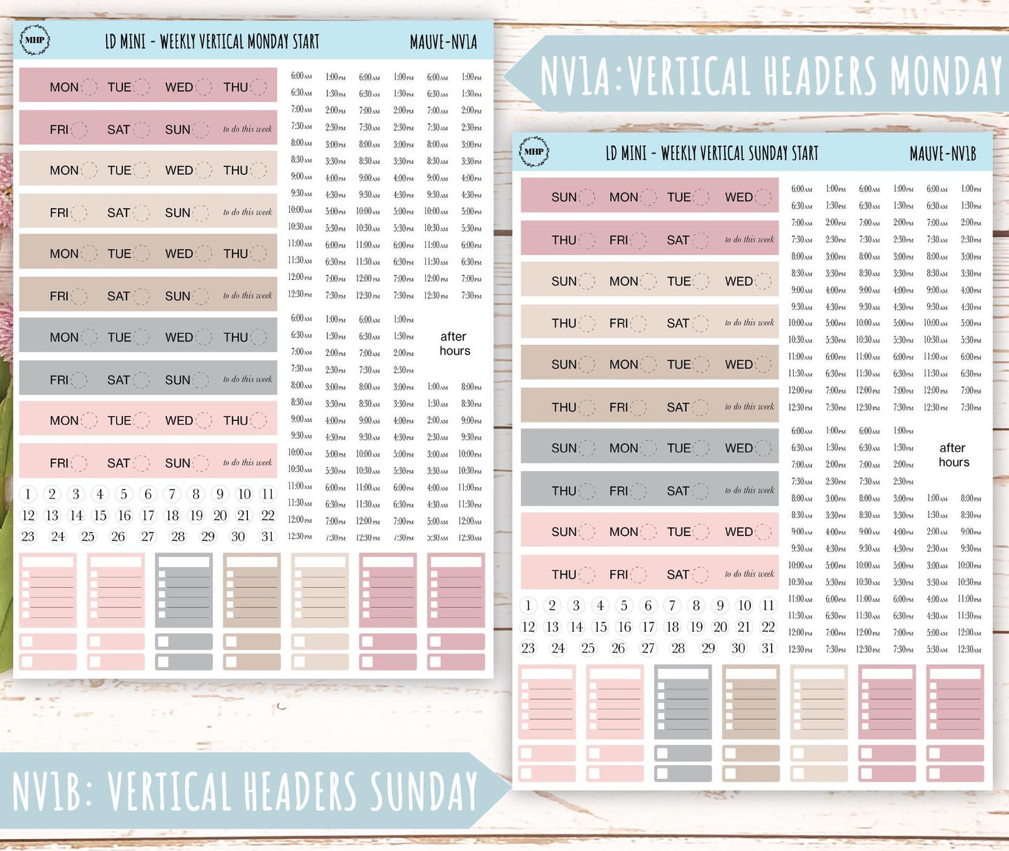 MAY Neutral Color Stickers for MINI Laurel Denise Planners || NMAY