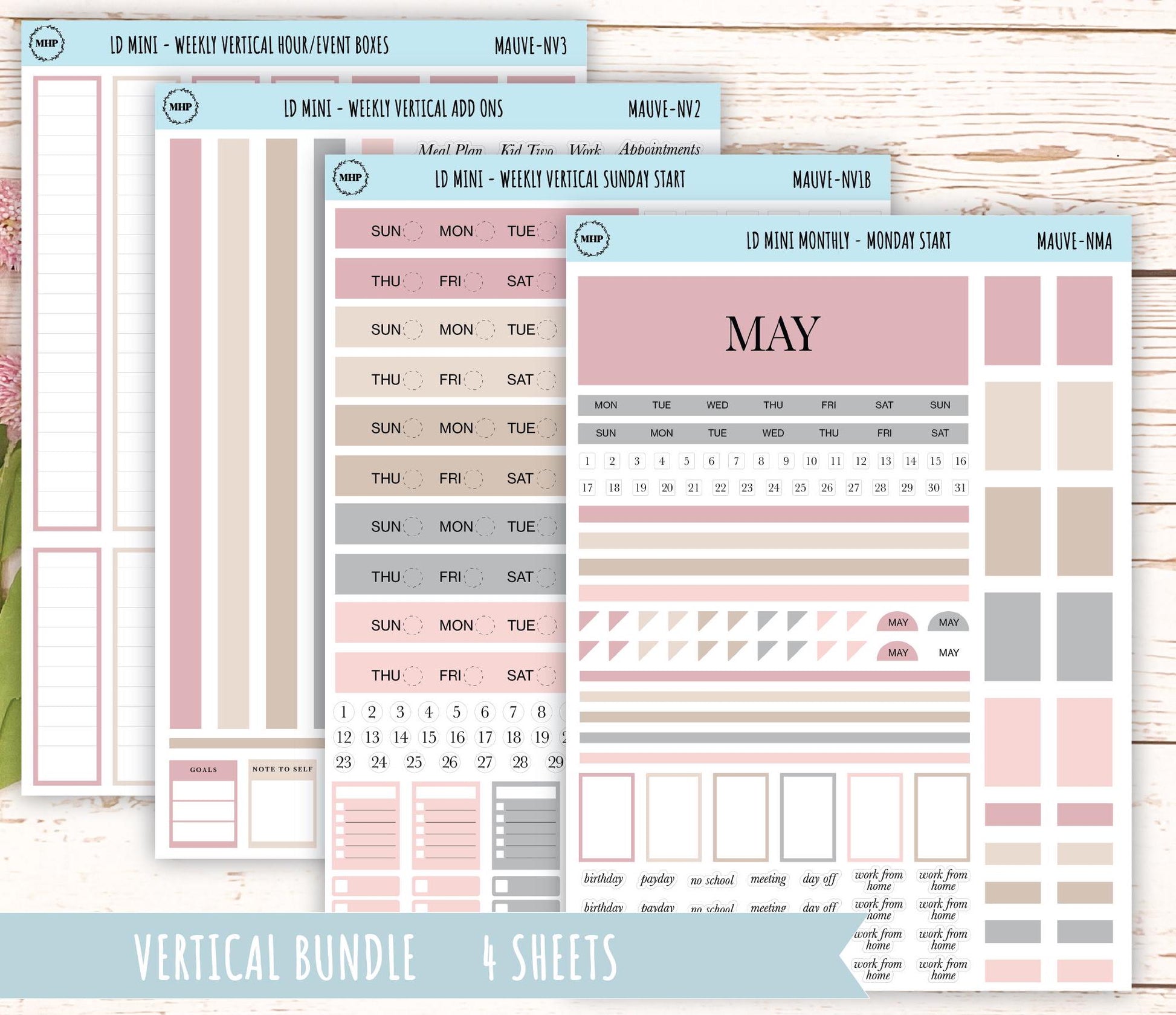 MAY Neutral Color Stickers for MINI Laurel Denise Planners || NMAY