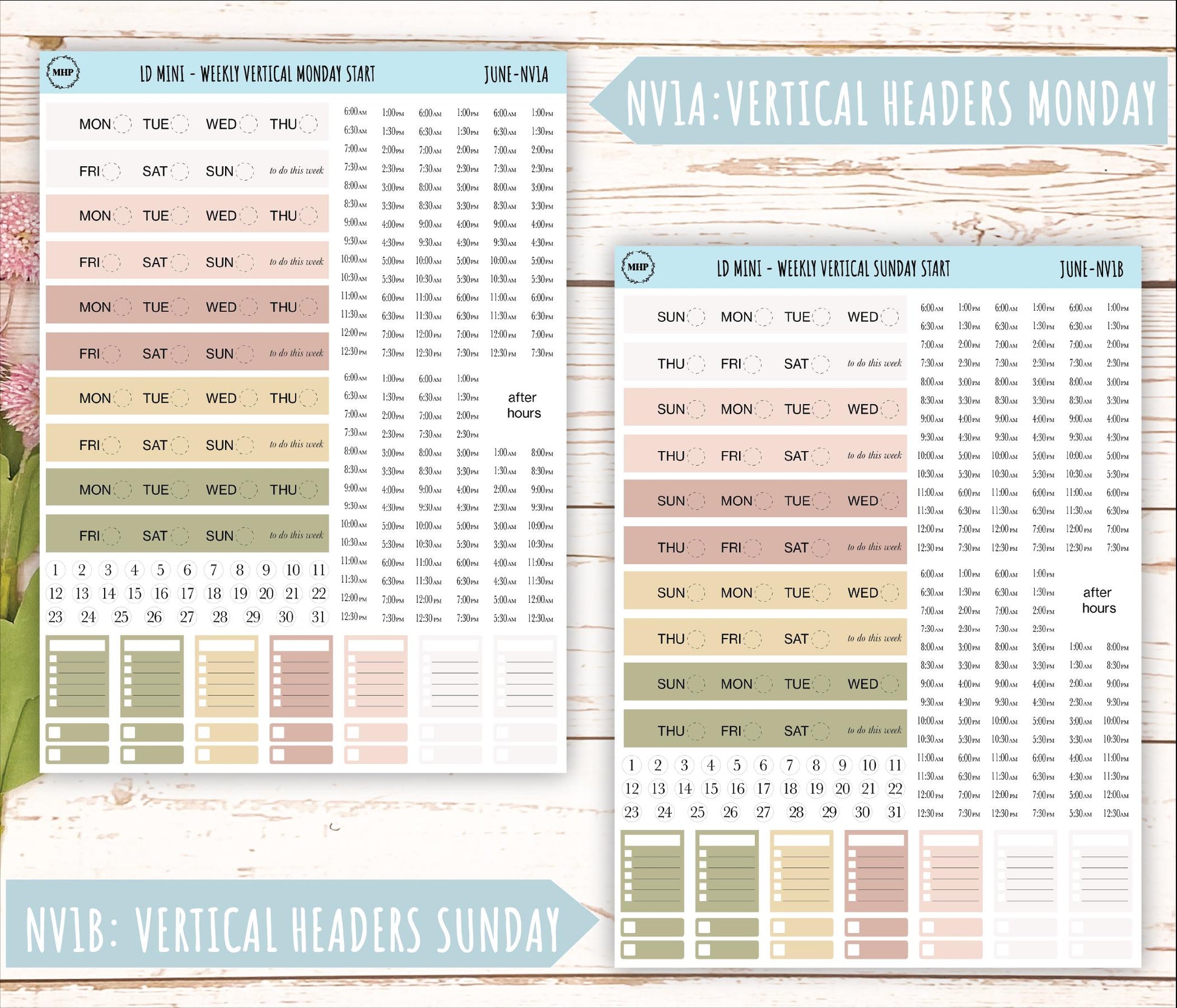 JUNE Neutral Color Stickers for MINI Laurel Denise Planners || NJUN