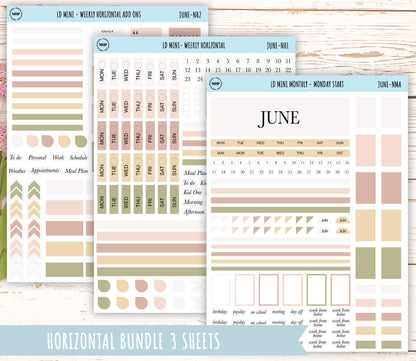 JUNE Neutral Color Stickers for MINI Laurel Denise Planners || NJUN