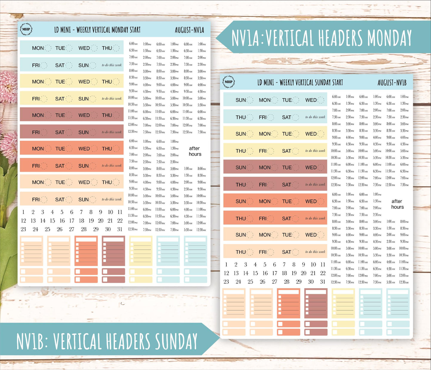 AUGUST Neutral Color Stickers for MINI Laurel Denise Planners || NAUG