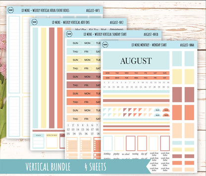 AUGUST Neutral Color Stickers for MINI Laurel Denise Planners || NAUG