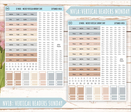 SEPTEMBER Neutral Color Stickers for MINI Laurel Denise Planners || NSEP