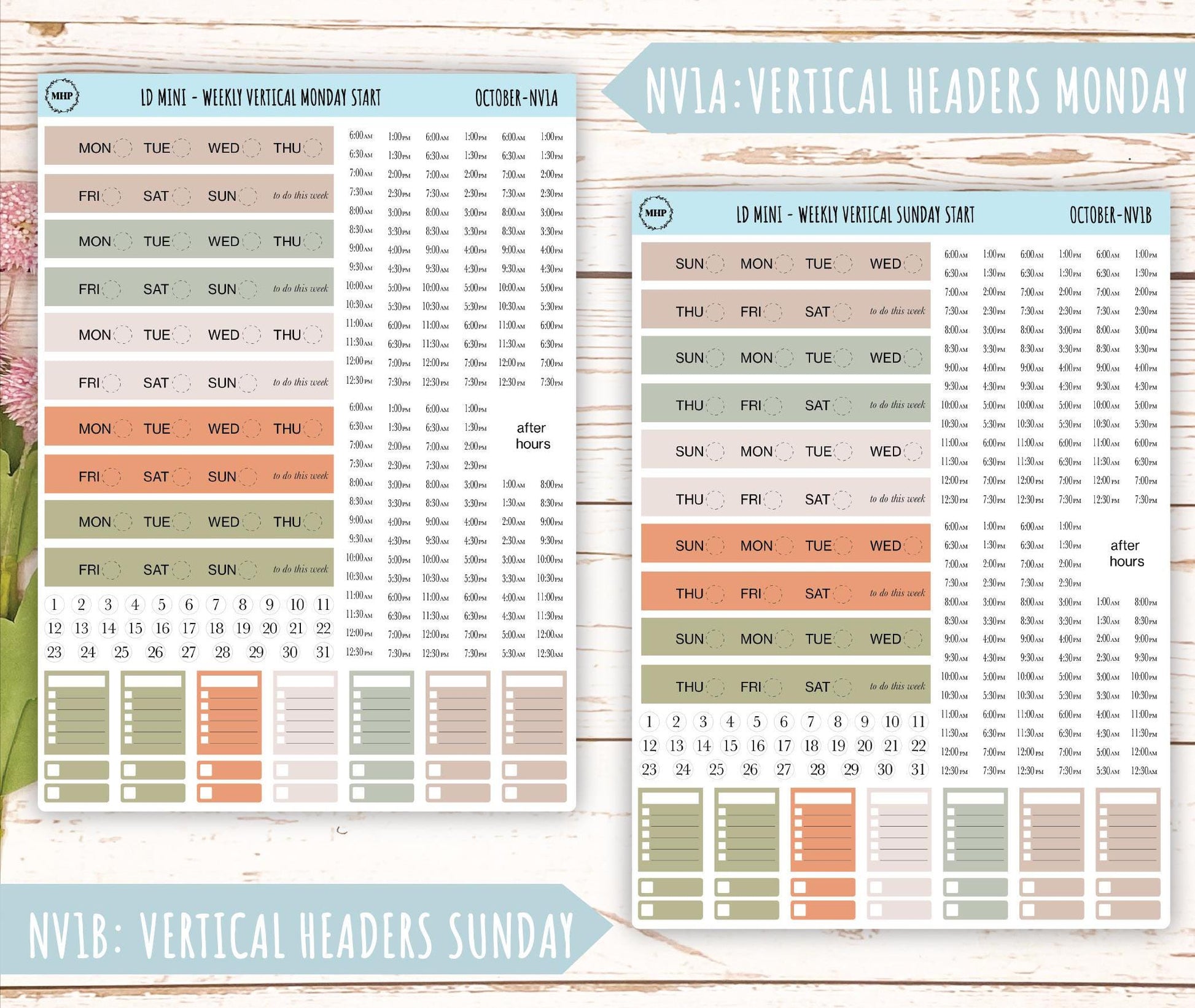 OCTOBER Neutral Color Stickers for MINI Laurel Denise Planners || NOCT