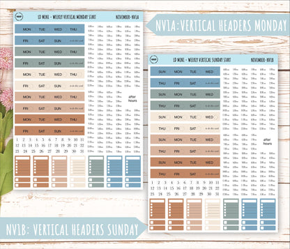 NOVEMBER Neutral Color Stickers for MINI Laurel Denise Planners || NNOV