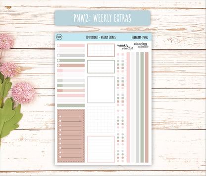 FEBRUARY Stickers for Laurel Denise Portrait Planners. Neutral Color || PN-FEB