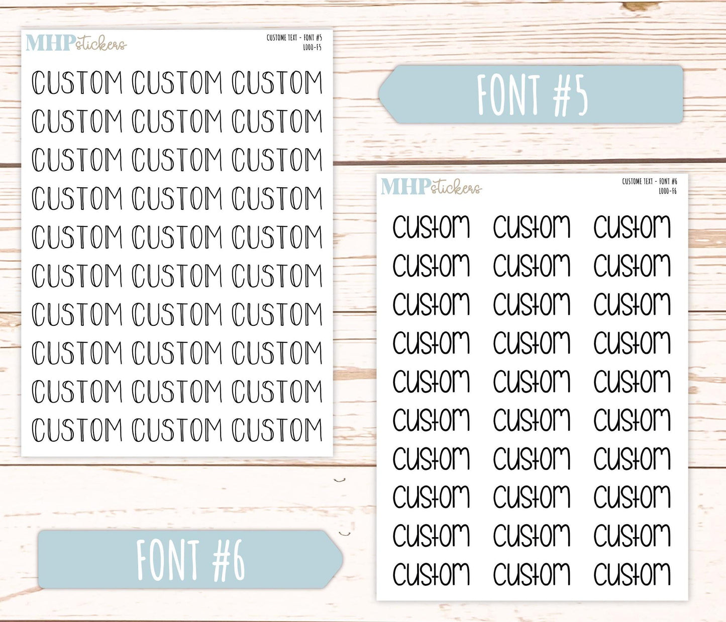 Large Script CUSTOM TEXT Stickers. || L000