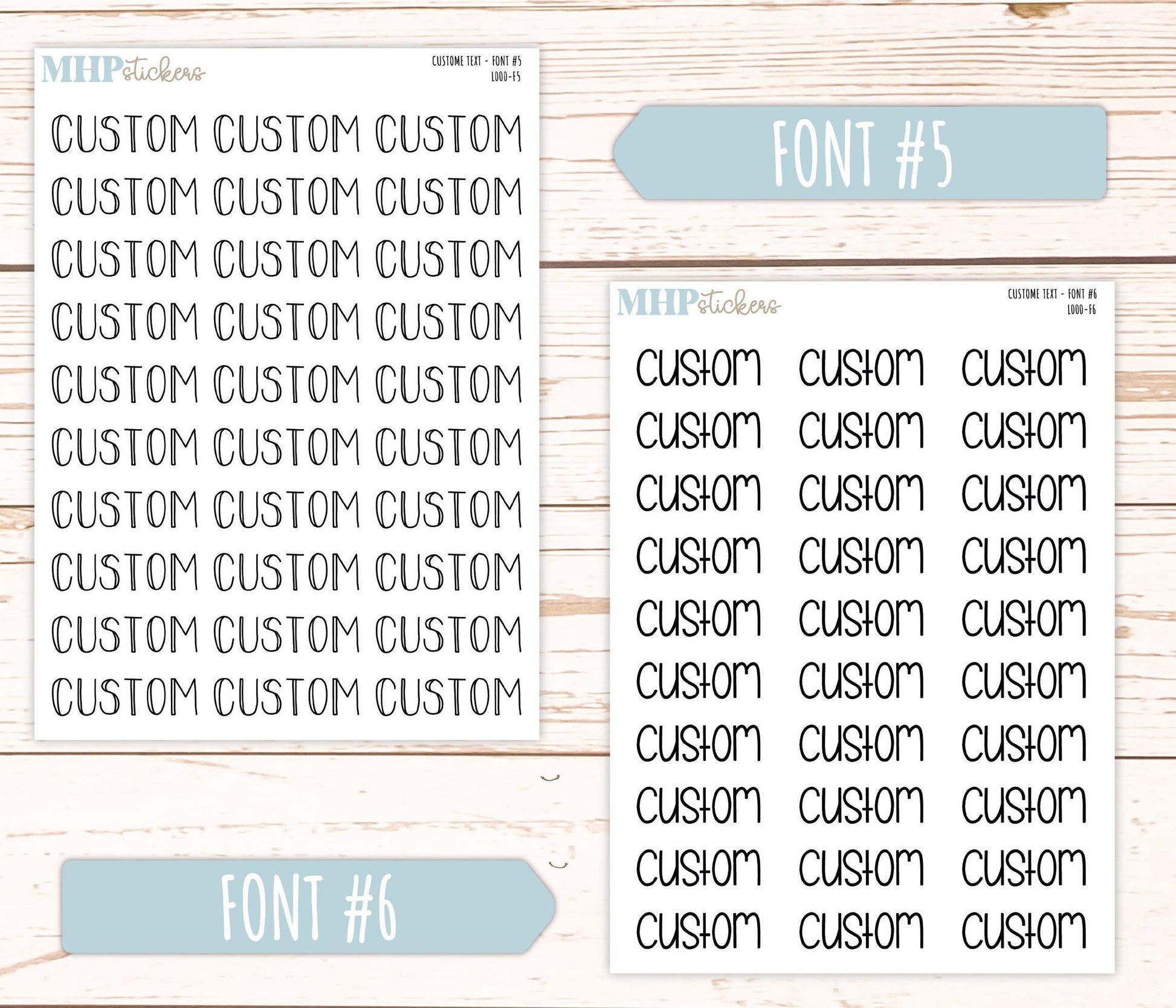 Large Script CUSTOM TEXT Stickers. || L000